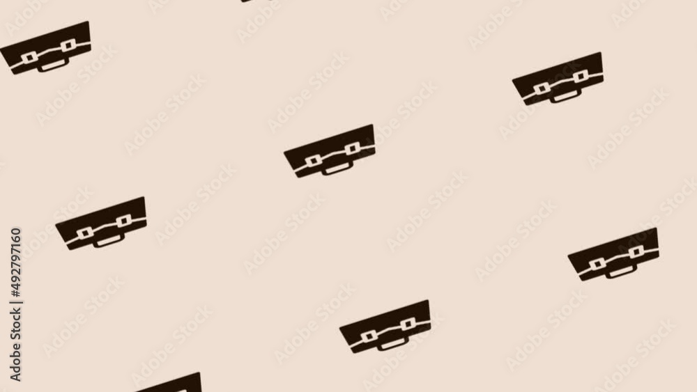 animation of black briefcase icon rotating on light pastel background animation of black briefcase icon rotating on light pastel background