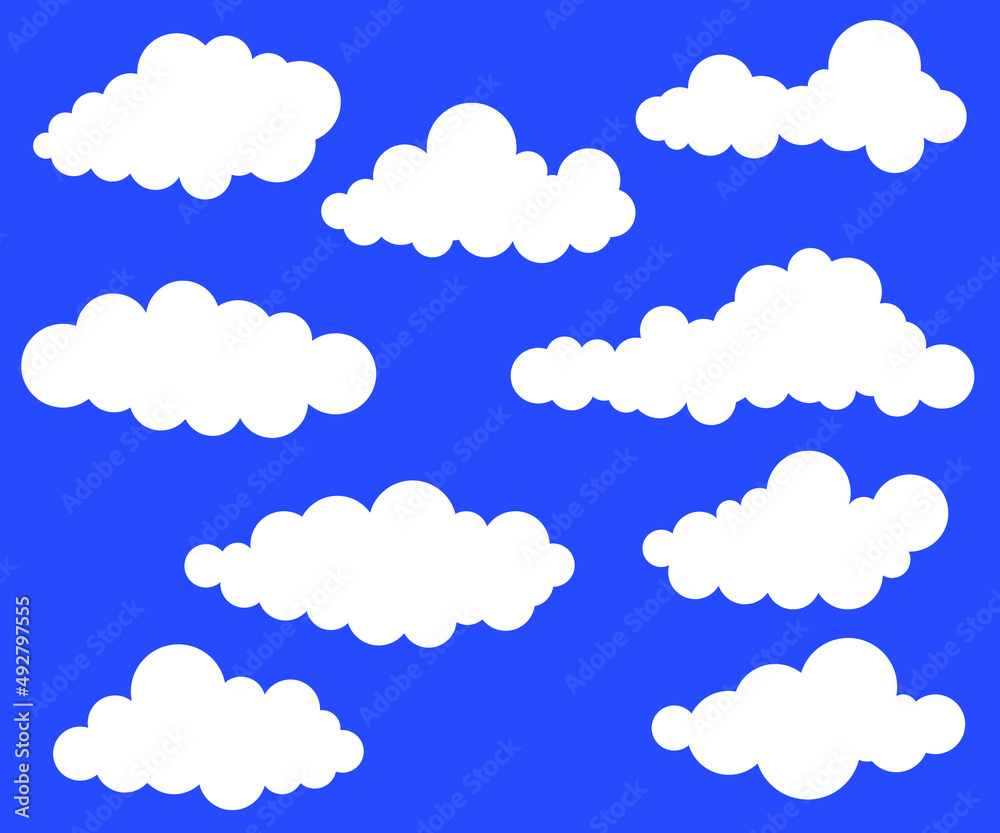 White Cloud. Abstract white cloudy set isolated Vector illustration 2