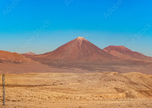 The famous Licancabur volcano, part of the Andean Central Volcanic Zone, San Pedro de Atacama, Chile