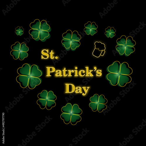  Happy St. Patrick's Day Vector Illustration in Neon Style photo