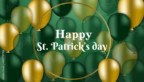 Vector Illustration on St. Patrick's Day with flying colored helium balloons photo