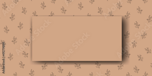 Vector. Chamomile flower background, copy space for text. Horizontal template for cards, wedding invitations, party invitations, flyers, covers, brochures, social networks. Hand-drawn sketch. Beige.