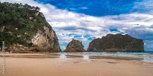 Coastline and Cliffs, Beach of La Franca, Protrected Landscape of the Oriental Coast of Asturias, La Franca, Ribadeveva, Asturias, Spain, Europe photo