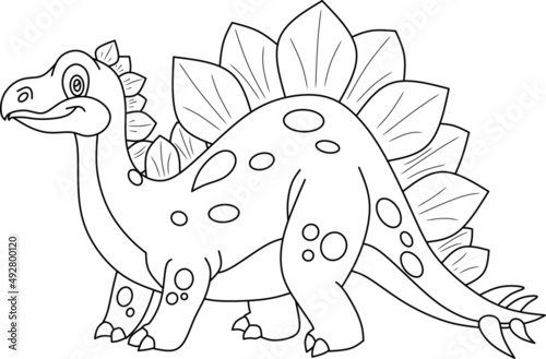 vector drawing of cartoon dinosaur, for coloring book. 