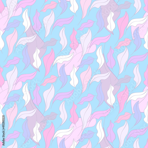 Vector seamless half-drop pattern, with leaves  © eLifeS