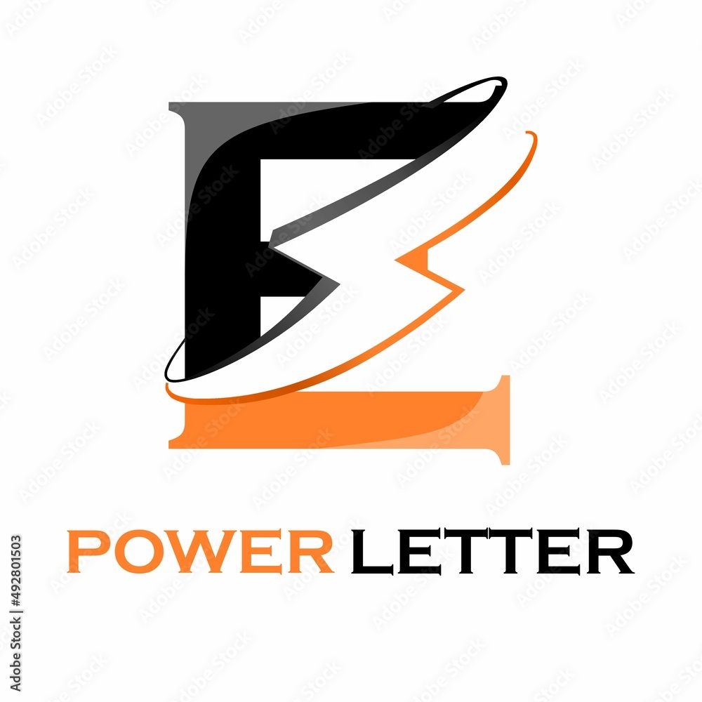 Obraz premium Power letter or electric letter logo design template illustration. suitable for branding, media, website, label, electrician, company, tool, digital, energy, connection, symbol etc. there is font e
