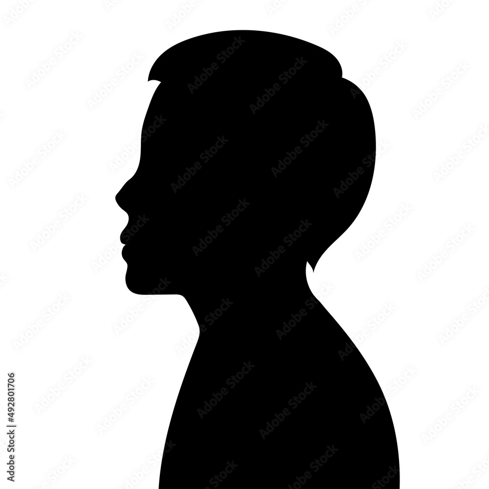 man, guy portrait black silhouette, isolated vector