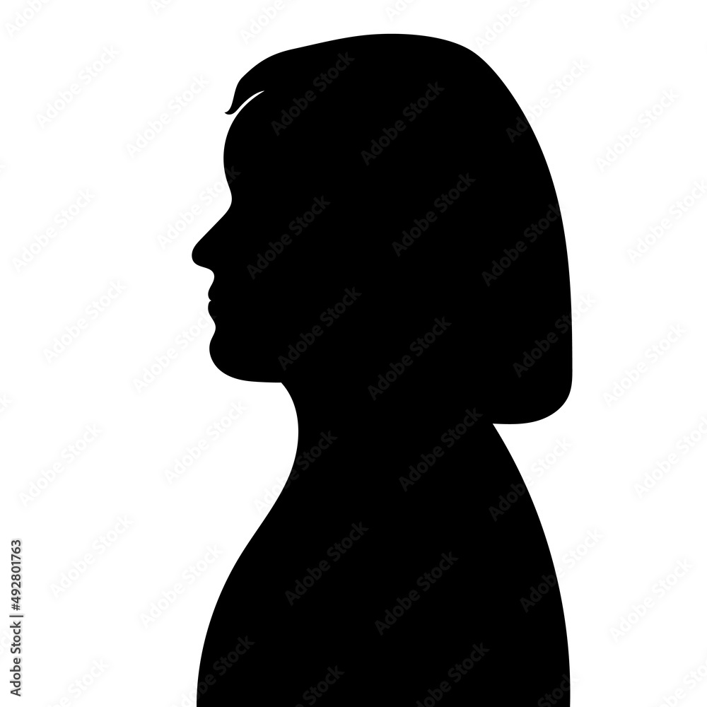 woman, girl black silhouette, isolated vector