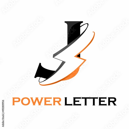 Power letter or electric letter logo design template illustration. suitable for branding, media, website, label, electrician, company, tool, digital, energy, connection, symbol etc. there is font j