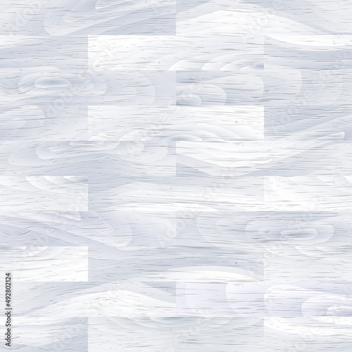 Realistic White Wood Grain textured seamless pattern. Wooden plank, board, na...