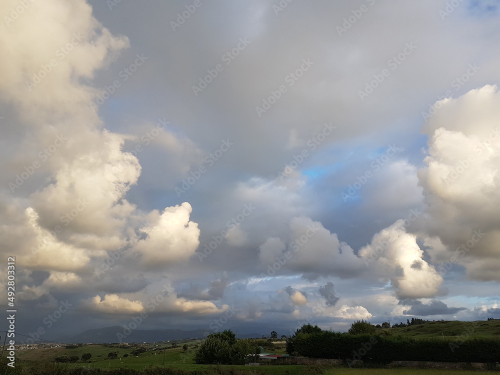 Sunny day with clouds after the storm