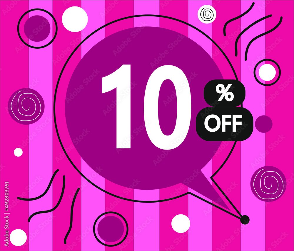 Fototapeta premium Vector illustration 10% off banner. pink label