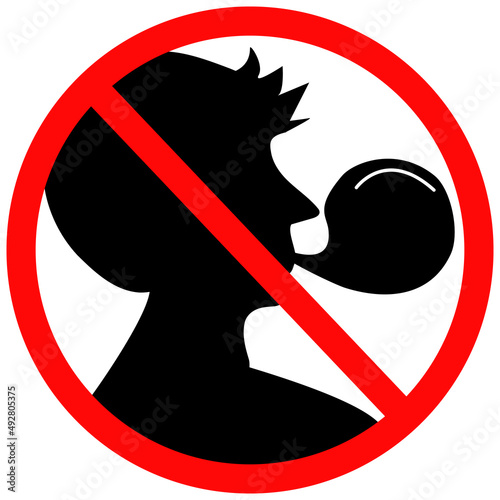 no chewing gum forbidden sign. bubble gum prohibited symbol. no bubble gum symbol. flat style.