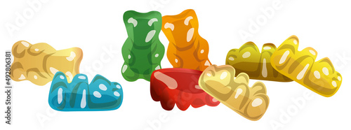 Gummy Bear Candy isolated on white. Jelly Bear vector illustration.