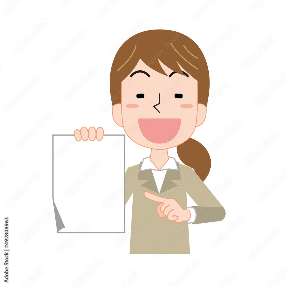 コピースペース用の紙を持つ女性