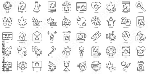 Linear Style cannabis Icons Bundle