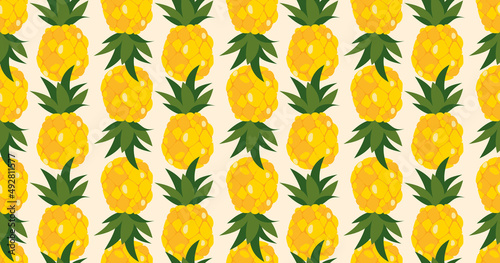 pineapple illustration. endless pattern with bright pineapples. fruit background. photo