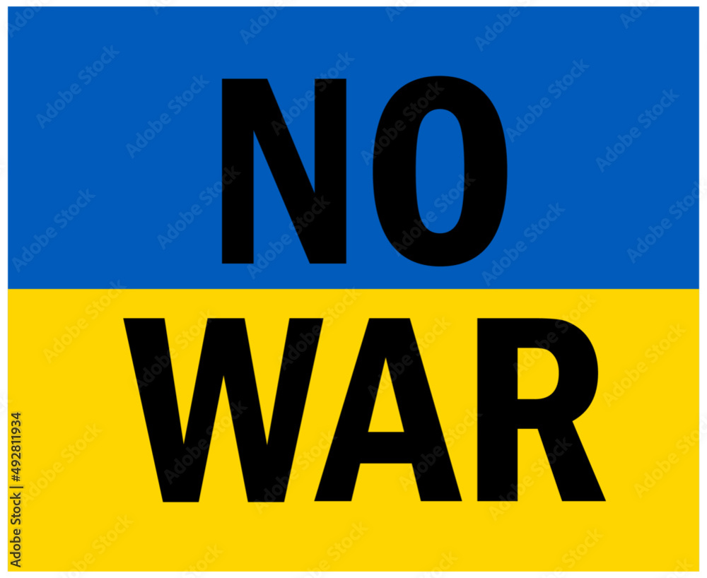No War Black With Ukraine Flag Emblem Abstract Symbol Vector Illustration