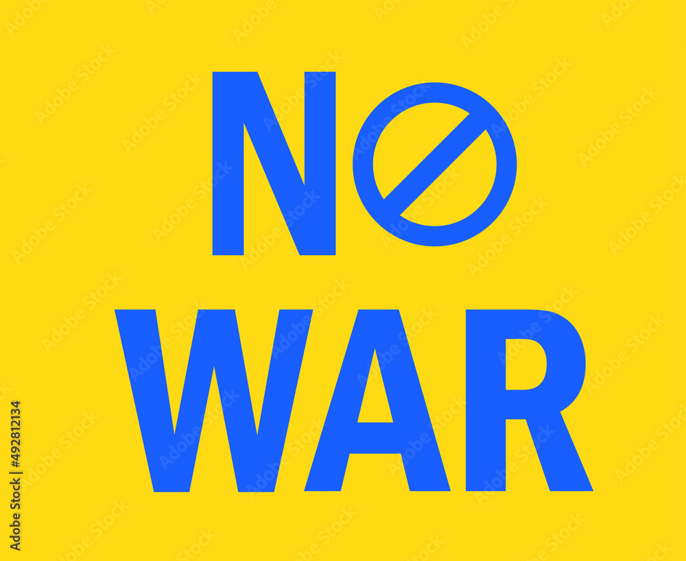 No War Icon Emblem Blue Abstract Symbol Vector Illustration With Yellow Background