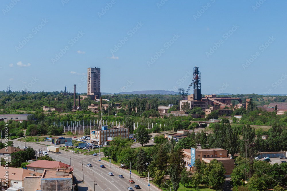 Nature from above. Panoramic view of the industrial city of Krivoy Rog in Ukraine. Beautiful landscape. Nature from above. Panoramic view of the industrial city of Krivoy Rog in Ukraine. Beautiful landscape.