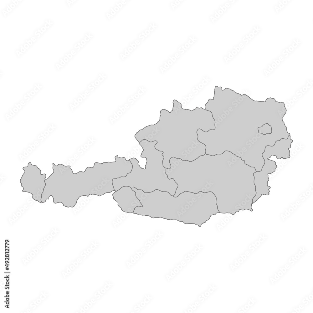Outline political map of the Austria. High detailed vector illustration.