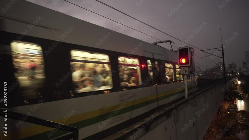 Metro of the city of medellin colombia at night Metro of the city of medellin colombia at night