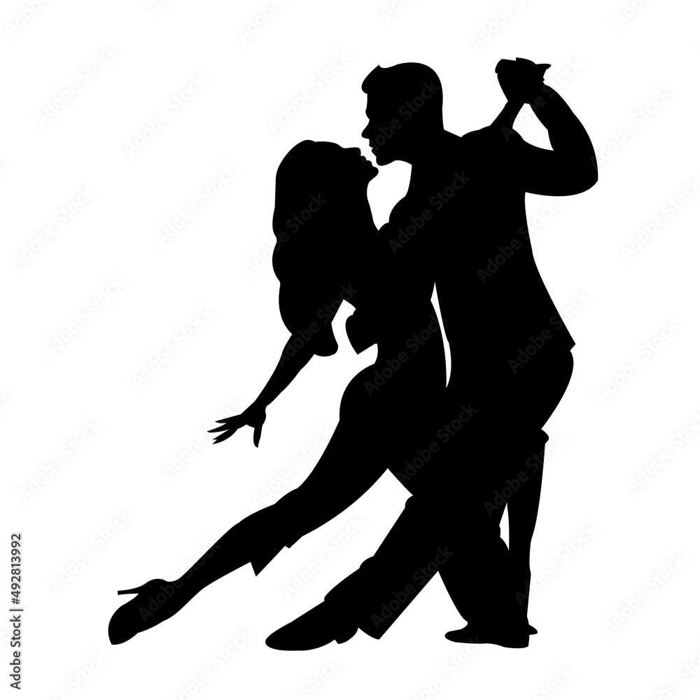Silhouette of a dancing couple. Man and woman dancing tango. Vector illustration isolated on white background Silhouette of a dancing couple. Man and woman dancing tango. Vector illustration isolated on white background