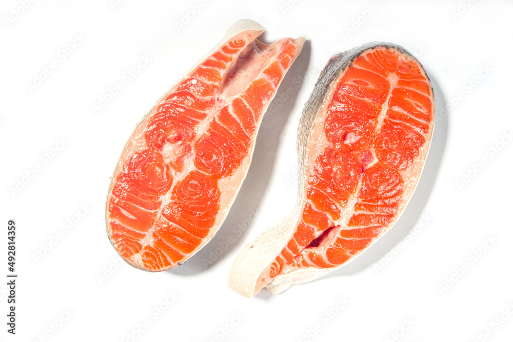 Raw salmon trout steaks Raw salmon trout steaks