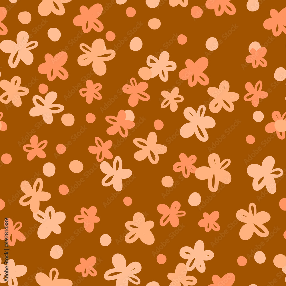 Floral print for summer. Endless meadow floral pattern. Doodle background with flat flowers. Dreamy pattern with a summer motif. Floral print for summer. Endless meadow floral pattern. Doodle background with flat flowers. Dreamy pattern with a summer motif.