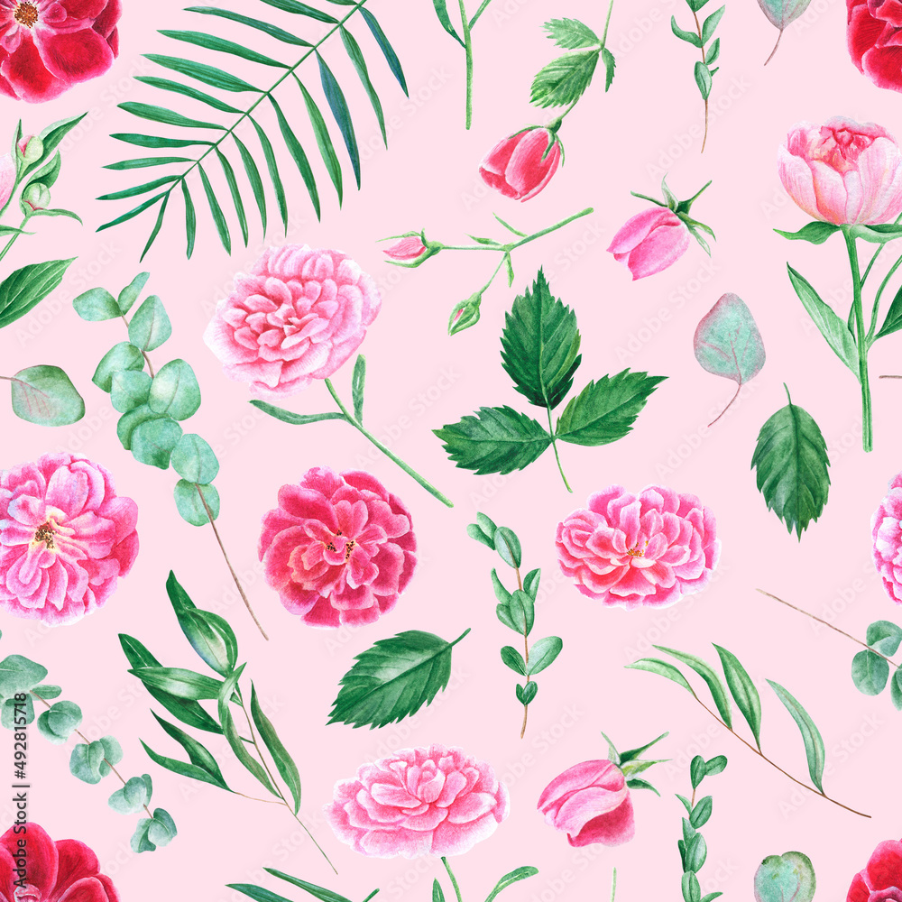 Watercolor seamless pattern with flowers Watercolor seamless pattern with flowers