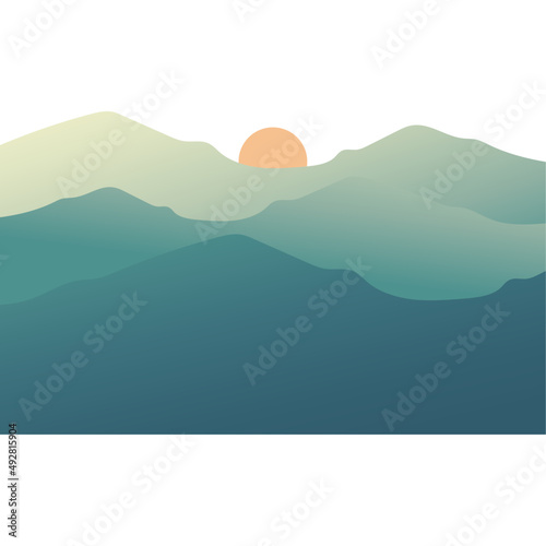 mountains and sun scene