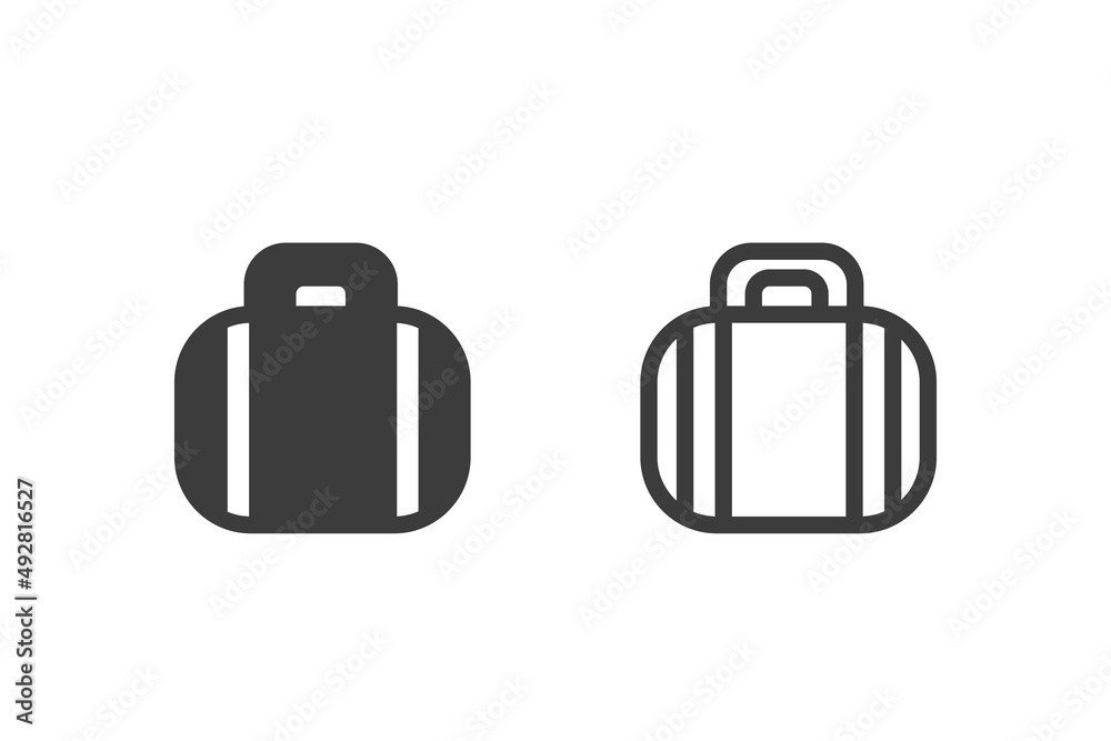 Travel luggage flat vector illustration glyph style design with 2 style icons black and white. Isolated on white background. Travel icons. Travel luggage flat vector illustration glyph style design with 2 style icons black and white. Isolated on white background. Travel icons.