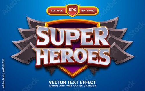 Super heroes editable text effect with logo games style