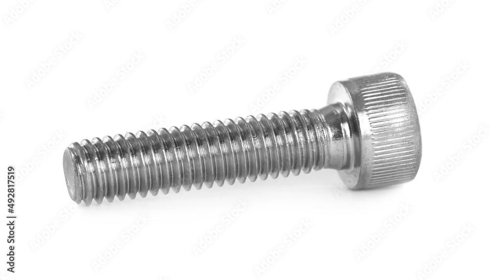 One metal socket bolt isolated on white One metal socket bolt isolated on white