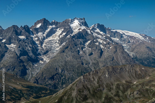 Massif des Ecrins en été , La Meije , Glacier du Lautaret , Hautes-Alpes , France