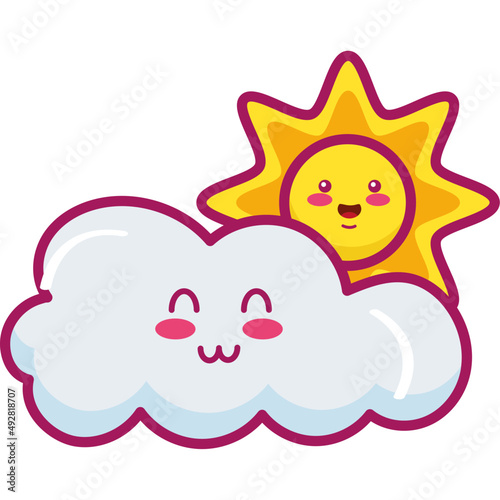 summer sun and cloud kawaii