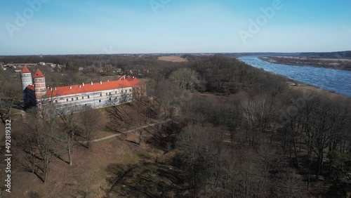 Flight over Panemunė castle in Jurbarkas district. Lithuania  photo