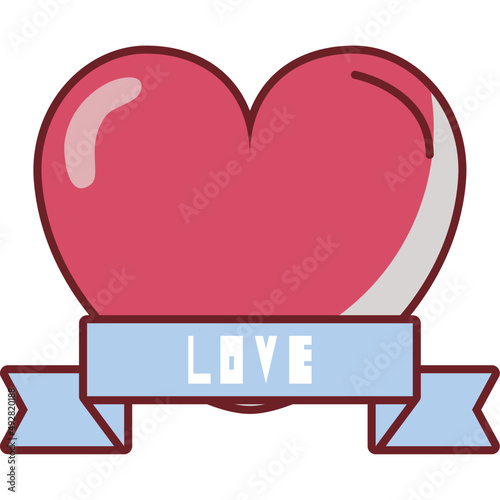 heart love with ribbon