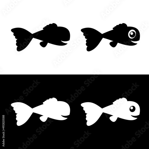 Shadows of fish swimming in their environment on a black and white background
