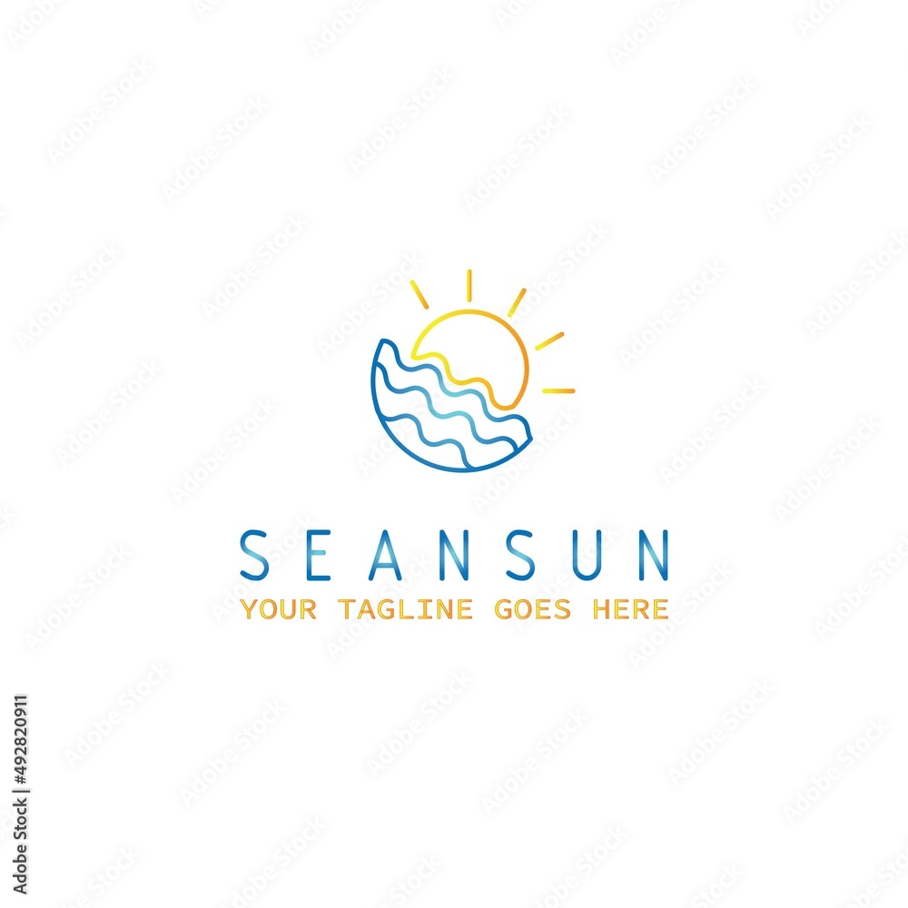 Sea and Sun logo Inspiration design Sea and Sun logo Inspiration design