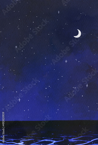 背景素材_水彩テクスチャ_星空