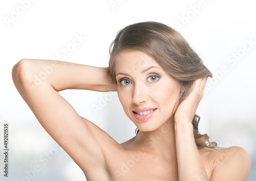 Beautiful Young woman show off clean and hygienic skin