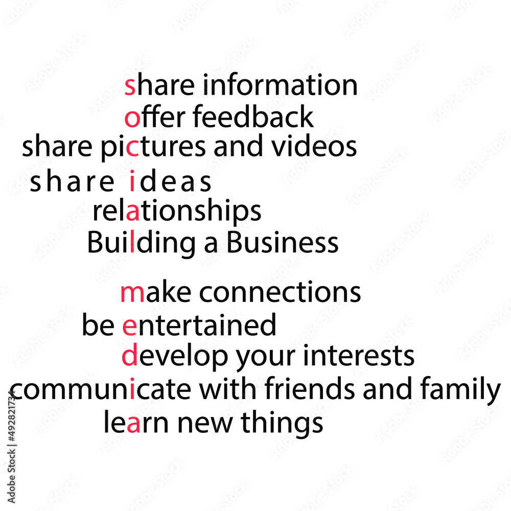 Social Media Chart stock illustration. The vector image depicts social media letter highlighted with red color Social Media Chart stock illustration. The vector image depicts social media letter highlighted with red color