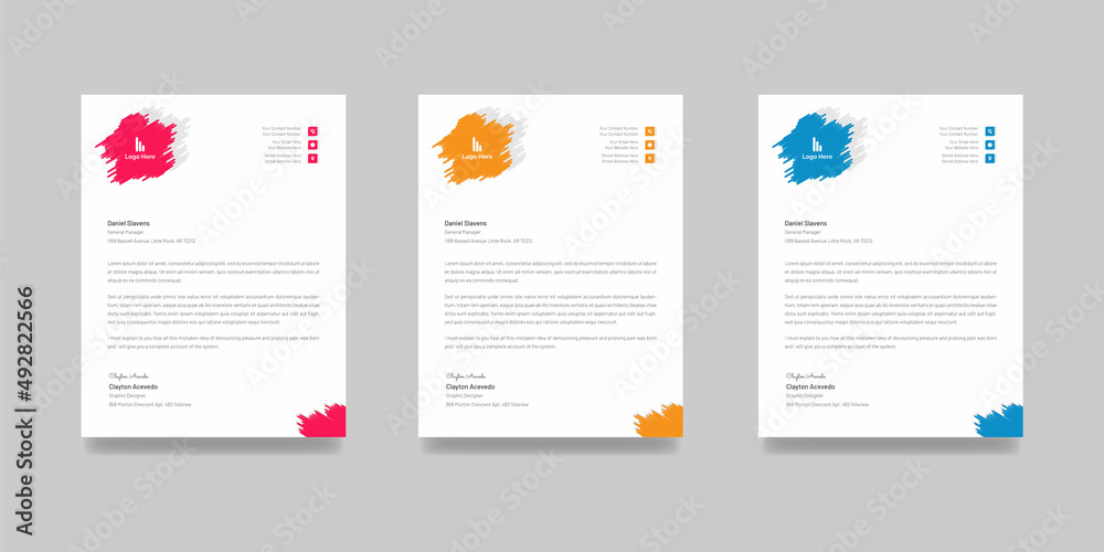 Corporate style letterhead design. Clean and official shape layout minimal professional letterhead template design. Illustration vector