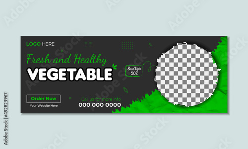 Fresh vegetable social media facebook cover and web banner design, Facebook cover banner food advertising discount sale offer, Delicious breakfast social media facebook cover and web banner template