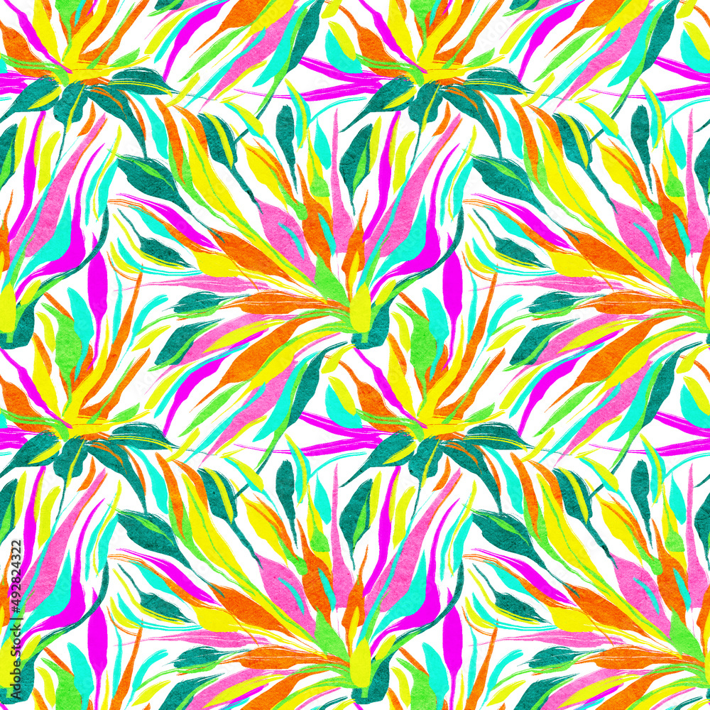 Seamless pattern with bright tropical flowers Seamless pattern with bright tropical flowers