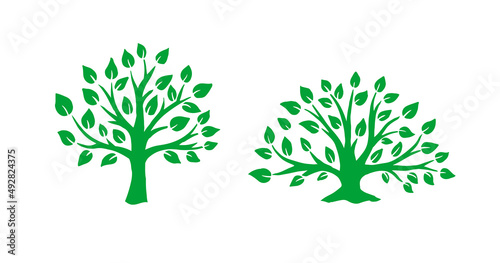 Abstract bright tree logo design.Tree of life logo design inspiration isolated on white background.Green trees .Vectir illustration.Hand made.Trees for  logo, farming, eco, cosmetics, natural products