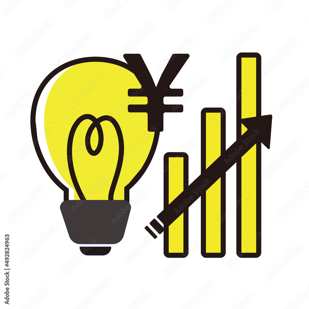 電気料金の値上がりで上昇するグラフと矢印のアイコンイラスト素材 Stock Vector Adobe Stock