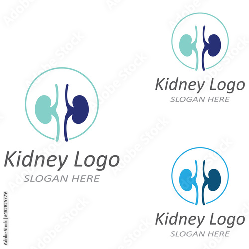 Kidney health and kidney care logo using icon design concept vector illustration