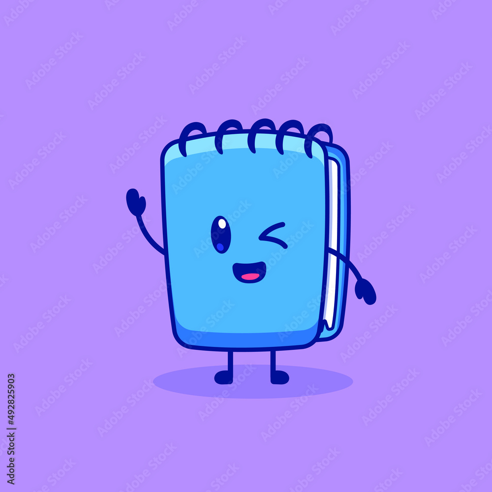 Cute cartoon notepad in vector illustration. Isolated object vector. Flat cartoon style